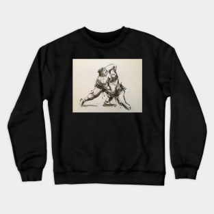 Sumo #5 - Sumo wrestlers ink wash painting on paper Crewneck Sweatshirt